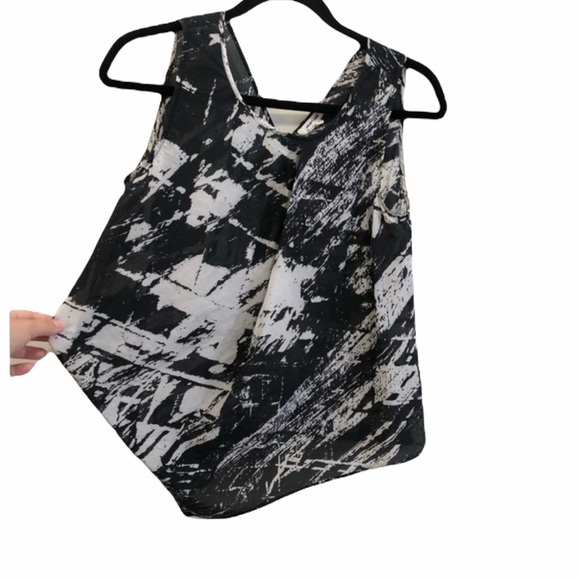 Helmut Lang Silk Meteor Asymmetrical Black White Top S - Picture 10 of 11